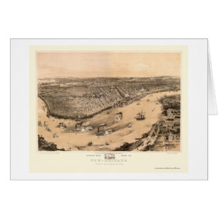 New Orleans panorama- karta för LA - 1851 Hälsningskort