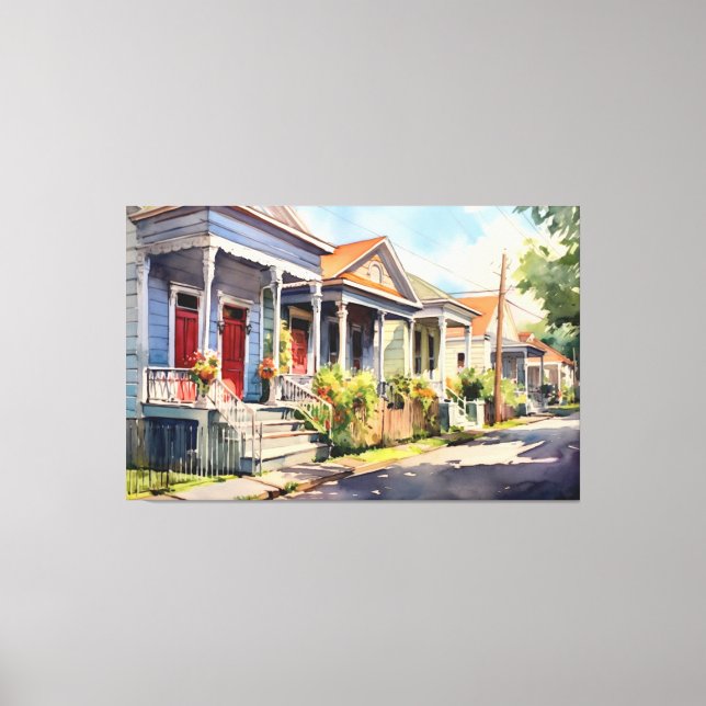 New Orleans Pistol Homes Canvastryck (Framsida)