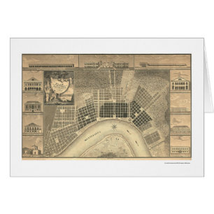 New Orleans planerar kartan 1815 Hälsningskort