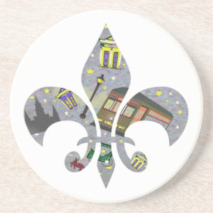 New Orleans Plats Fleur de Lis Underlägg Sandsten