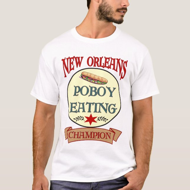 New Orleans Poboy Eating Champion Tee Shirt (Framsida)
