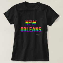 New Orleans Pride Rainbow Flagga T Shirt W.
