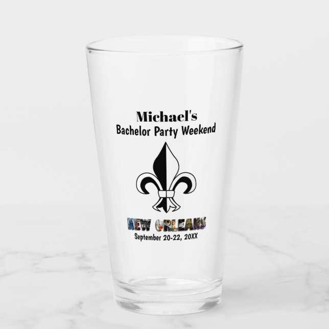 New Orleans Resa Bachelor Party Favor Beer Pint Glaskopp (Framsida)