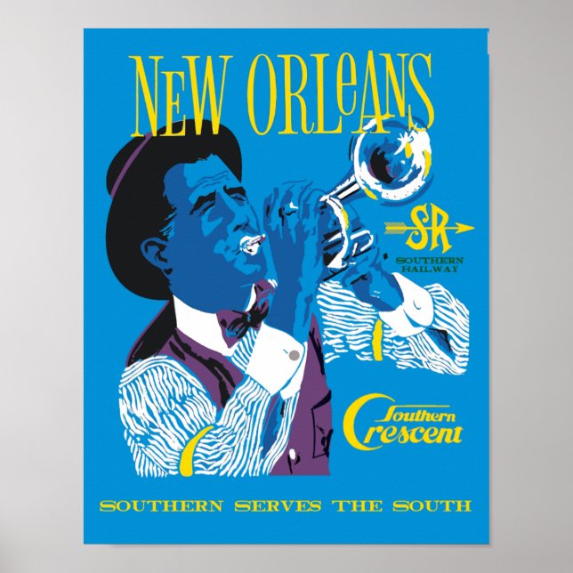 New Orleans. Reseaffisch för järnvägstrafik i Retr Poster (Framsidan)