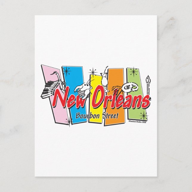 New-Orleans-Retro Vykort (Framsida)
