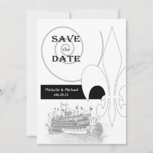 New Orleans Riverboat Fleur de Lis Spara datumet Inbjudningar