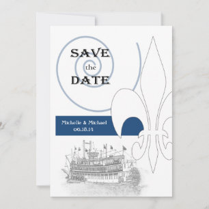 New Orleans Riverboat Fleur de Lis Spara datumet Inbjudningar