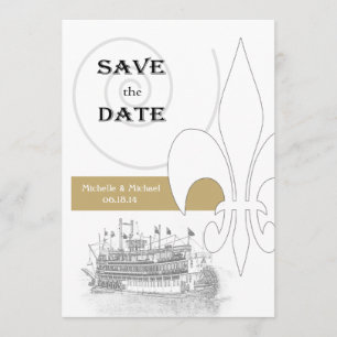 New Orleans Riverboat Fleur de Lis Spara datumet Inbjudningar