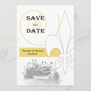 New Orleans Riverboat Fleur de Lis Spara datumet Inbjudningar