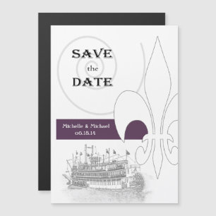 New Orleans Riverboat Save Date Lila Magnetisk Inbjudningskort