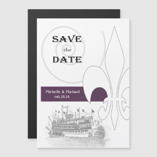 New Orleans Riverboat Save Date Lila Magnetisk Inbjudningskort