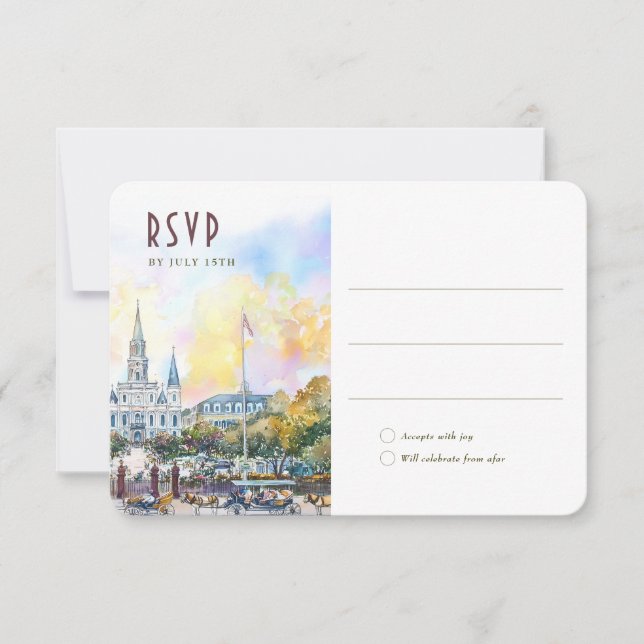 New Orleans RSVP Bröllopsinbjudan Destination Inbjudningar (Framsida)