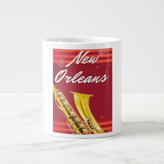 New Orleans Saxophone-reseaffisch Jumbo Mugg (Framsidan)