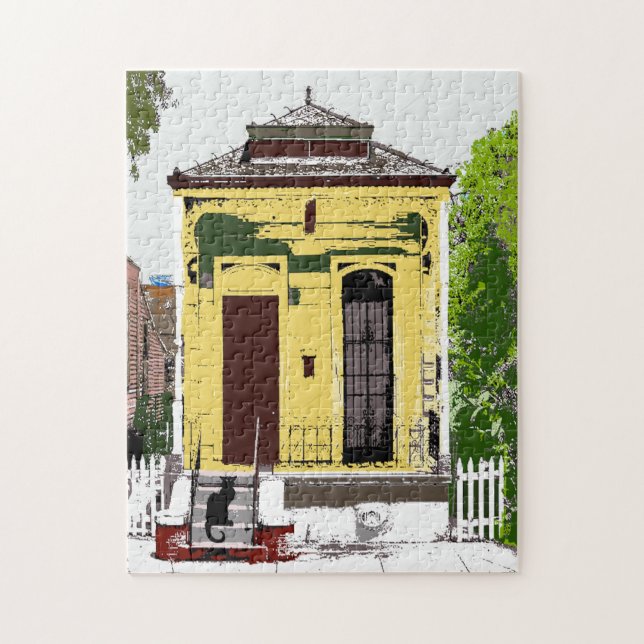 New Orleans Shot Gun House, med katt Pussel (Vertikal)