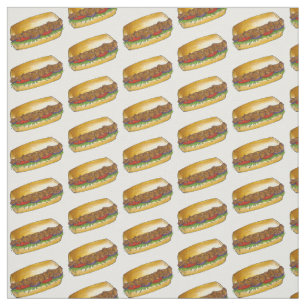 New Orleans Shrimp Po Boy Sandwich Fabric Tyg