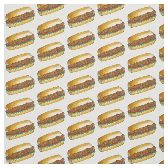 New Orleans Shrimp Po Boy Sandwich Fabric Tyg (Provkarta)