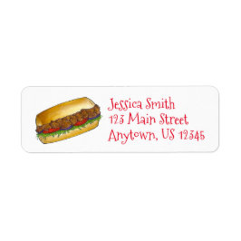 New Orleans Shrimp Poboy Po Boy Sandwich Labels Returadress Etikett