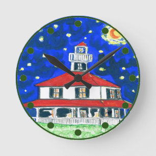 New Orleans Sjö Lighthouse Clock Rund Klocka