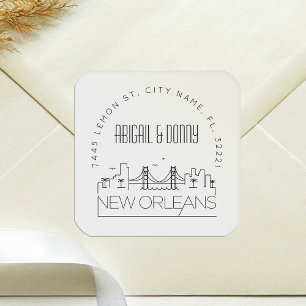 New Orleans Skyline Förpackad kuvertförsegling Fyrkantigt Klistermärke