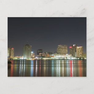 New Orleans Skyline Night Vykort