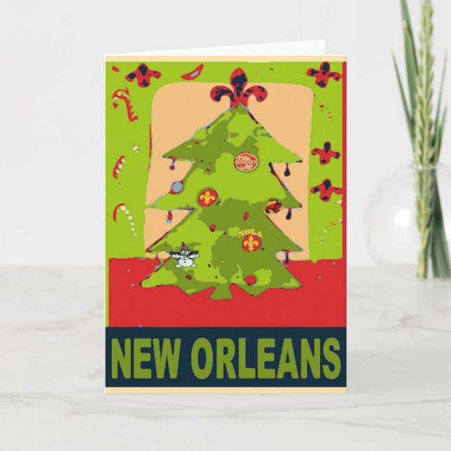 New Orleans Snögubbe Julgran Helgkort (Framsida)