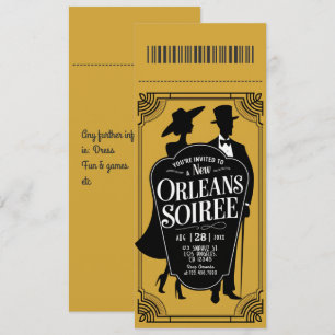 New Orleans Soirée Biljett Stil Inbjudningar