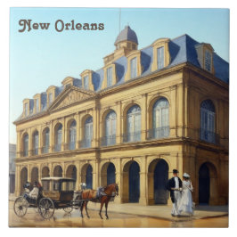 New Orleans Spanish Cabildo Louisiana Vintage Kakelplatta