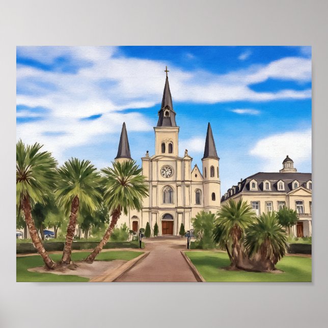 New Orleans St. Louis Cathedral Akvarell Poster (Framsidan)