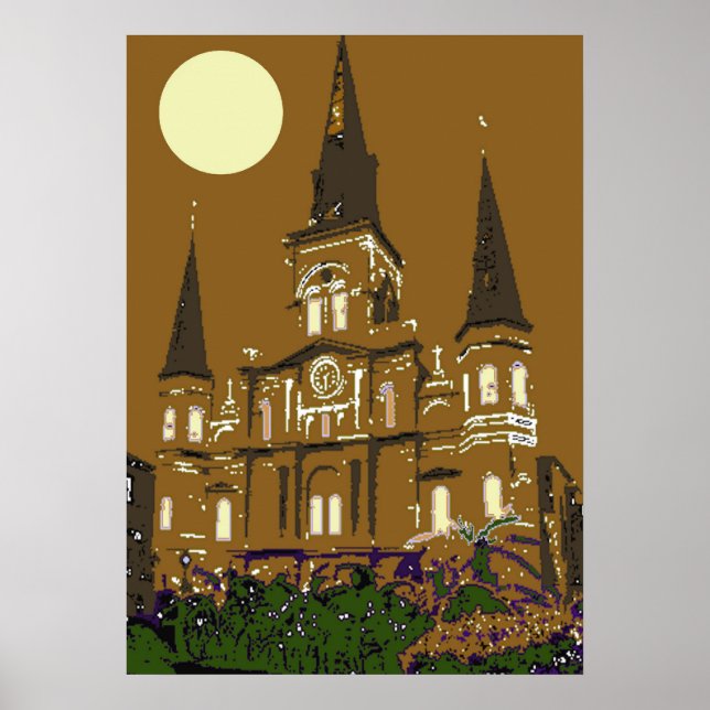 New Orleans St Louis Cathedral in Brown Poster (Framsidan)