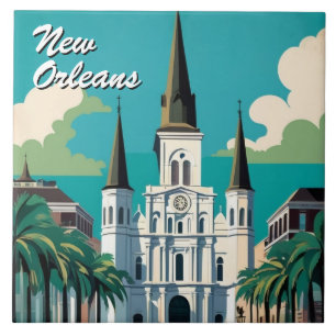 New Orleans St Louis-katedral Turkosblå Kakelplatta