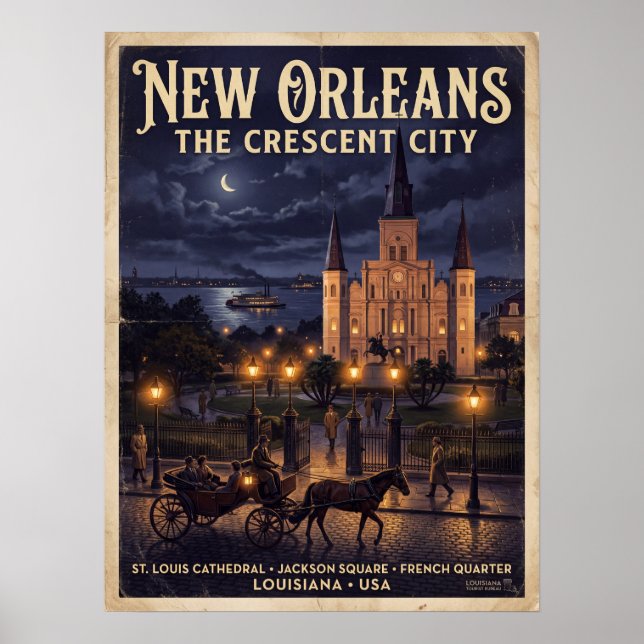 New Orleans St Louis-katedralen Jackson Square Poster (Framsidan)