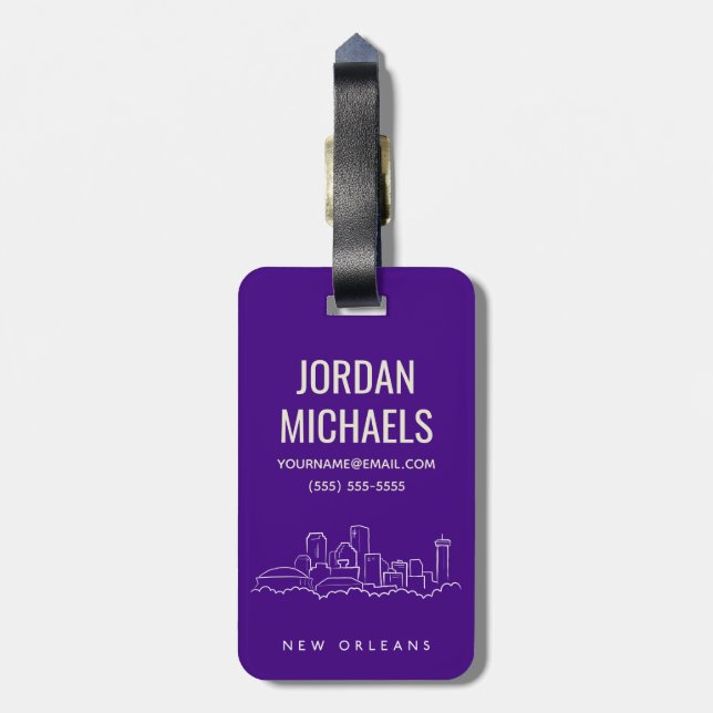 New Orleans stadshorisont | tillfogar din text Bagagebricka (Baksidan Lodrät)