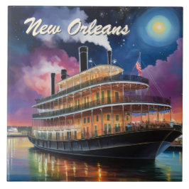 New Orleans Steamboat Riverboat Boat Night Cruise Kakelplatta
