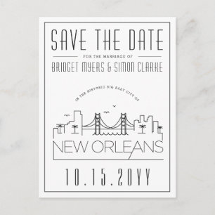 New Orleans Stiliserad Skyline Spara datum Vykort