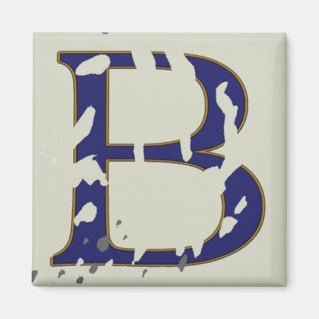 New Orleans Street Blue Brev Tile ’B’ Magnet (Framsidan)