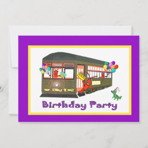 New Orleans Streetcar Birthday (lila) Inbjudningar