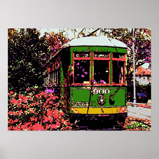 New Orleans Streetcar Fauvist Färg Poster (Framsidan)
