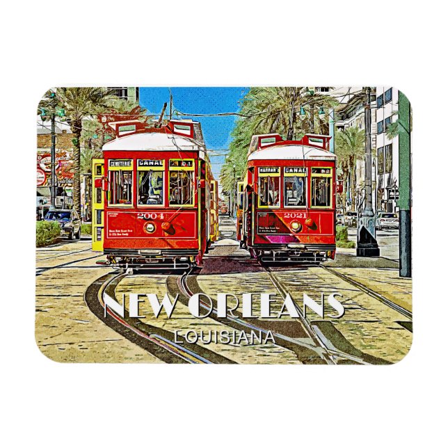 New Orleans Streetcars Magnet (Horisontell)