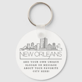 New Orleans Stylized Skyline | Anpassningsbar Slog Nyckelring