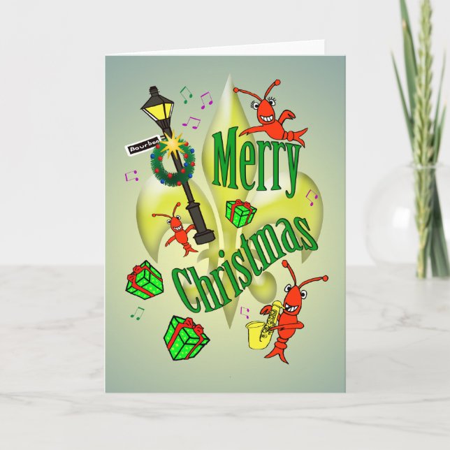 New Orleans Themed god jul Helgkort (Framsida)