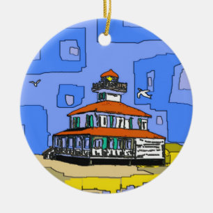New Orleans Väster End Lighthouse Julgransprydnad Keramik