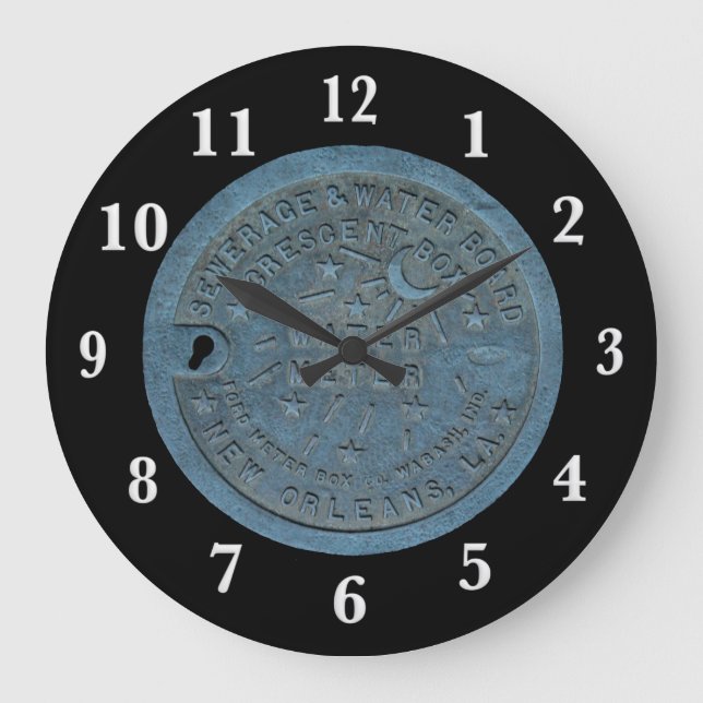 New Orleans vatten mäter vit numrerar Stor Klocka (Framsida)