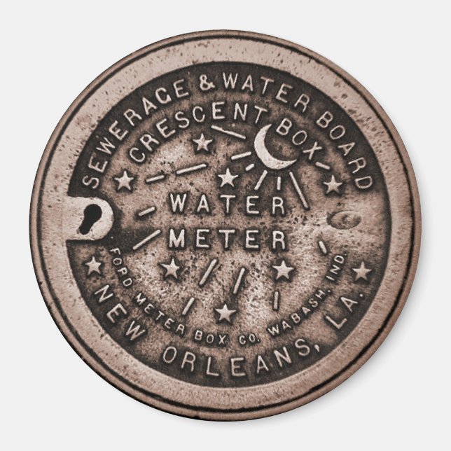 New Orleans Vatten Meter Cover Magnet (Framsidan)