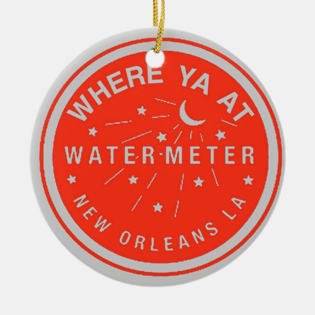 New Orleans Vatten Meter Cover Red Julgransprydnad Keramik (Framsidan)