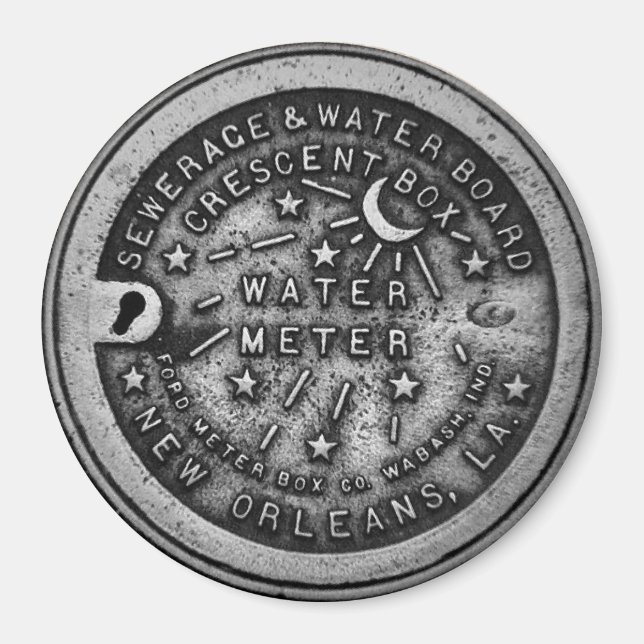 New Orleans Vatten Meter Lid Magnet (Framsidan)