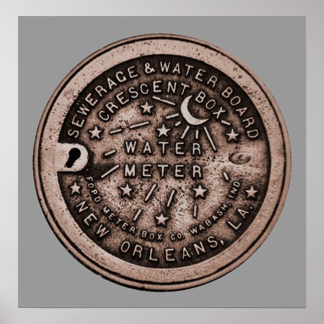 New Orleans Vatten Meter Wall Art Poster (Framsidan)