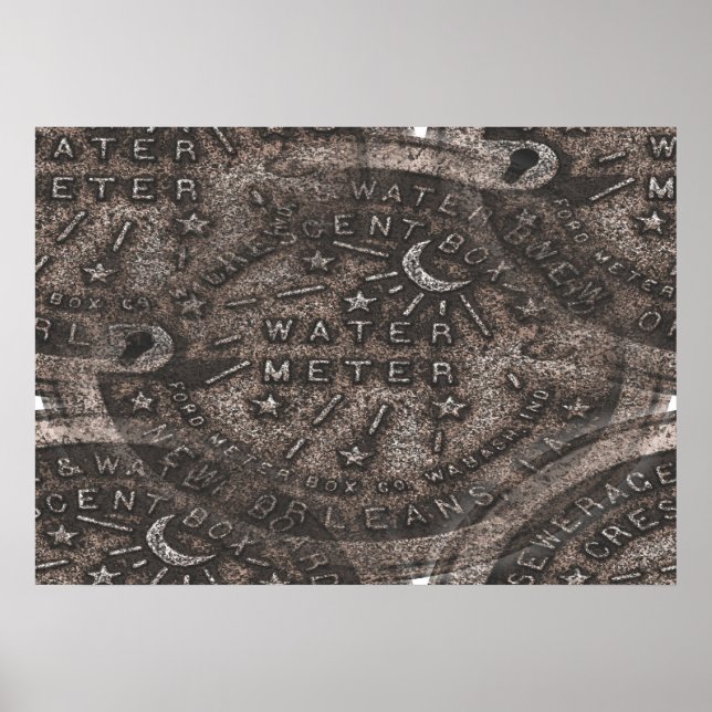 New Orleans Vatten Meter Wall Art Poster (Framsidan)