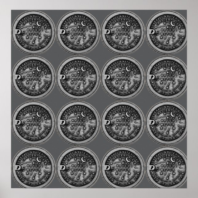 New Orleans Vatten Meter Wall Art Poster (Framsidan)