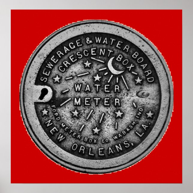 New Orleans Vatten Meter Wall Art Poster (Framsidan)