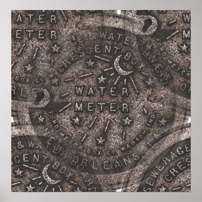 New Orleans Vatten Meter Wall Art Poster (Framsidan)